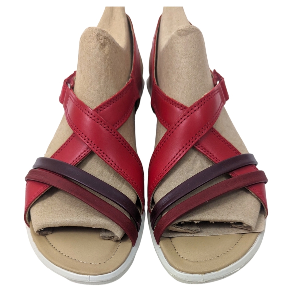 ECCO Leather Felicia Sandals NEW Womens 42 11 11.5 Red Strappy Velcro Closure - Picture 3 of 14
